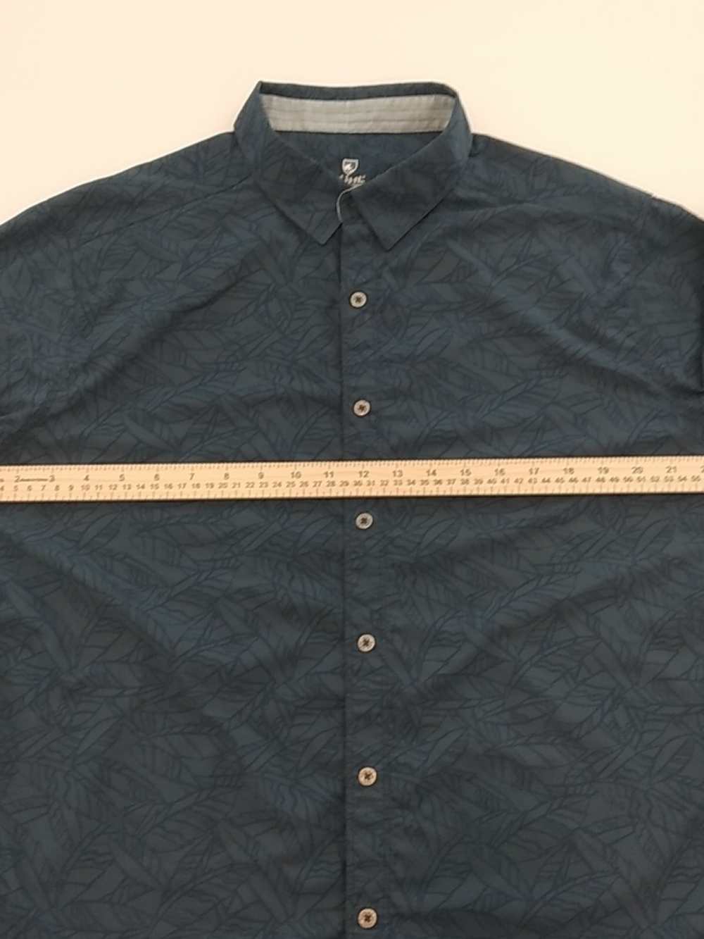 Kuhl Men's Dark Blue Leaf-Print Button-Down Shirt Size Large, Stretch - Picture 2 of 10